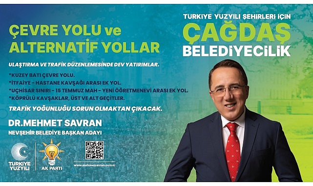 AK Parti Nevşehir Belediye Başkan Adayı Dr. Mehmet Savran, Nevşehir’in trafik sorununu çözmekte kararlı olduklarını belirterek çevre yolu, alternatif yollar ve otopark projelerini vatandaşlarla paylaştı