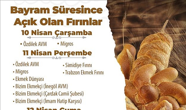 Bayramın “Nöbetçi Fırın” Listesi Belli Oldu